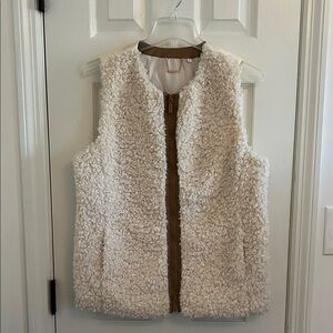 Chico's Cream and Brown Fuzzy Vest